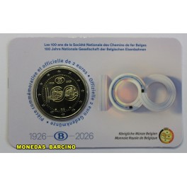 2026-FERROCARRILES - 2 EUROS-BELGICA- FRANCES