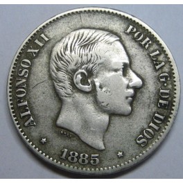 1885- 50 CENTAVOS - PLATA - ALFONSO XII - MANILA