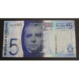 2007- ESCOCIA - 5 POUND- WALTER SCOTT -BILLETE
