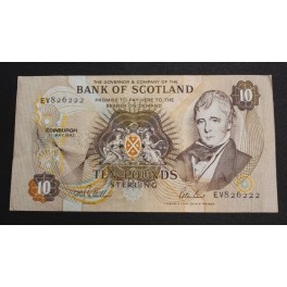 1992- ESCOCIA - 10 POUND- WALTER SCOTT -BILLETE