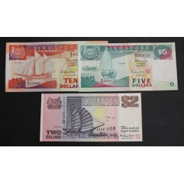 1988- SINGAPUR- 2-5-10 DOLLARS - 3 BILLETES