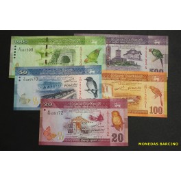 2010- SRI LANKA - CEIL&Aacute;N - RUPEES- 5 BILLETES - AVES