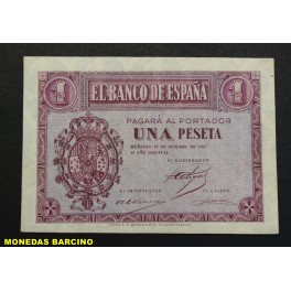 1937- 12 OCTUBRE - SERIE F- 1 PESETA - BURGOS 