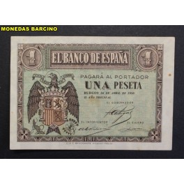 1938- 30 ABRIL -SERIE A - 1 PESETA- BURGOS-BILLETE 
