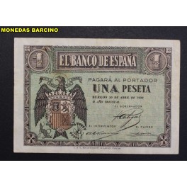 1938- 30 ABRIL -SERIE F - 1 PESETA- BURGOS-BILLETE 