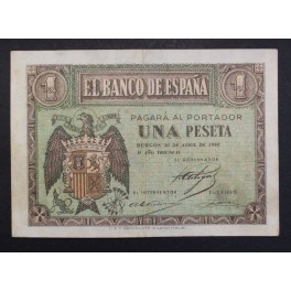 1938- 30 ABRIL -SERIE L- 1 PESETA- BURGOS-BILLETE 