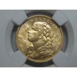 1911 - SUIZA - 20 FRANCOS -  MS 64 - HELVETIA
