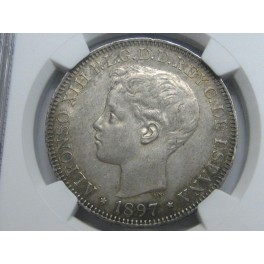 1897 - FILIPINAS - AU 55 - ALFONSO XIII - UN PESO