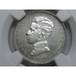 1905 - 1 PESETA - MS63 - ALFONSO XIII - 