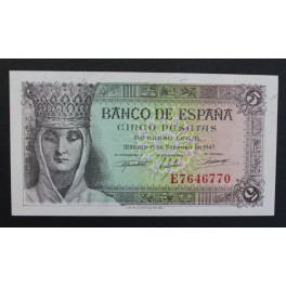 1943- ISABEL - SERIE F - 5 PESETAS - MADRID