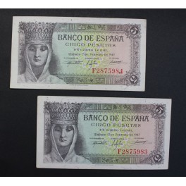 1943- ISABEL - SERIE C - 5 PESETAS - MADRID