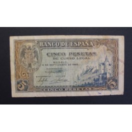 1940- ALCAZAR SEGOVIA-SERIE A - 5 PESETAS - MADRID 
