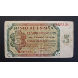 1938- BURGOS - SERIE H -5 PESETAS -BANCO ESPA&Ntilde;A
