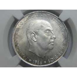 1966 - 69 CURVO - MS 62 - 100 PESETAS - FRANCO