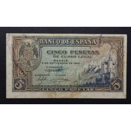 1940- ALCAZAR SEGOVIA -SERIE K-5 PESETAS-MADRID