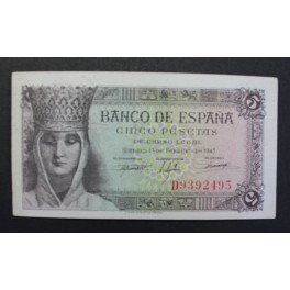 1943- ISABEL - SERIE D - 5 PESETAS - MADRID