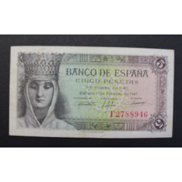 1943- ISABEL - SERIE F - 5 PESETAS - MADRID