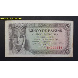 1943- ISABEL - SERIE B - 5 PESETAS - MADRID