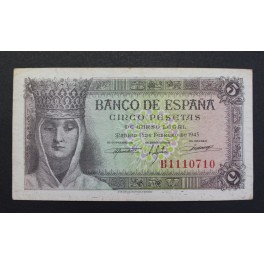1943- ISABEL - SERIE B - 5 PESETAS - MADRID