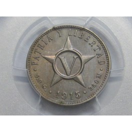 1915 - CINCO CENTAVOS  - MS62 - CUBA