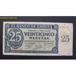 1936 - BURGOS - SERIE C - BANCO ESPA&Ntilde;A-25 PESETAS