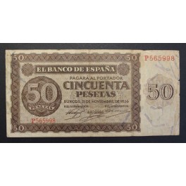 1936- BURGOS - SERIE P - 50 PESETAS - ESPA&Ntilde;A