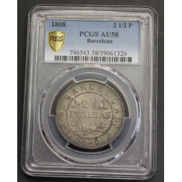  1808 - BARCELONA - AU58 - 2  y  1/2 PESETAS - 