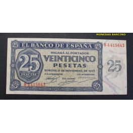 1936- BURGOS -SERIE S- 25 PESETAS- BANCO ESPA&Ntilde;A