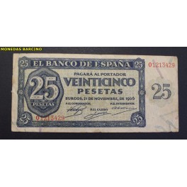 1936- BURGOS -SERIE O - 25 PESETAS- BANCO ESPA&Ntilde;A