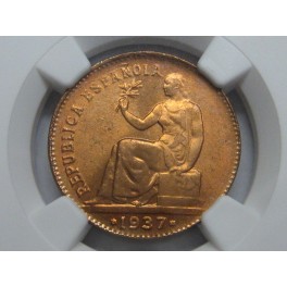 1937 - MS 65 + RD - 2&ordf; REPUBLICA - 50 CENTIMOS