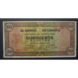 1938- BURGOS -SERIE B- 50 PESETAS - BILLETE