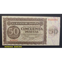 1936- BURGOS - SERIE O - 50 PESETAS - ESPA&Ntilde;A