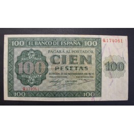 1936- BURGOS -SERIE Q - 100 PESETAS - ESPA&Ntilde;A  