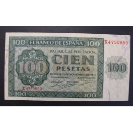 1936- BURGOS -SERIE X -100 PESETAS - ESPA&Ntilde;A  