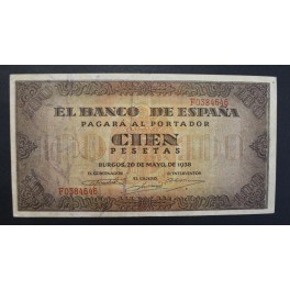 1938- BURGOS -SERIE F-100 PESETAS- BANCO ESPA&Ntilde;A   