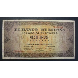 1938- BURGOS -SERIE F-100 PESETAS- BANCO ESPA&Ntilde;A   