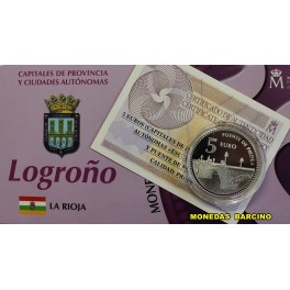 2011- LOGRO&Ntilde;O - 5 EURO - ESPA&Ntilde;A - PLATA - PROOF