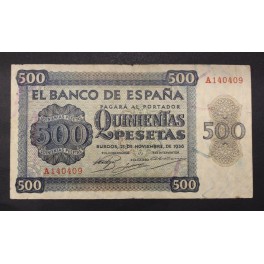 1936- BURGOS -SERIE A - 500 PESETAS - SALAMANCA