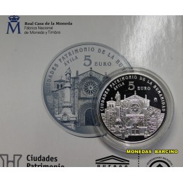 2014- AVILA - 5 EUROS -PROOF - UNESCO -PLATA