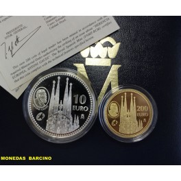 2010- SAGRADA FAMILIA-10 - 200 EUROS - ORO -PLATA - 2 MONEDAS