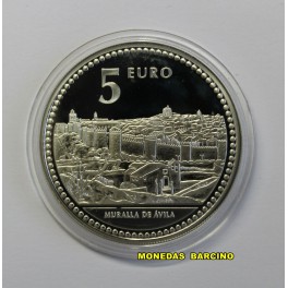 2010- AVILA - 5 EUROS - ESPA&Ntilde;A- PLATA- MURALLA