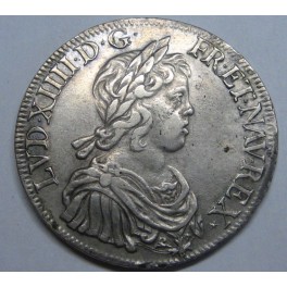 1643 - A - PARIS - LUIS XIV -  ECU A LA MECHE COURTE