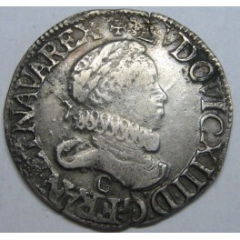1615 - C- SAINT LO - LUIS XIII -  1/2 FRANC GROSSE TETE LAUREE