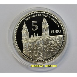 2011- LUGO - 5 EUROS- ESPA&Ntilde;A- MURALLAS -PLATA