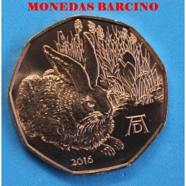2016- AUSTRIA -5 EUROS - LIEBRE- CASADELAMONEDA